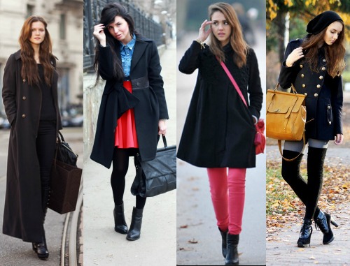 С чем еще можно носить черное пальто?
