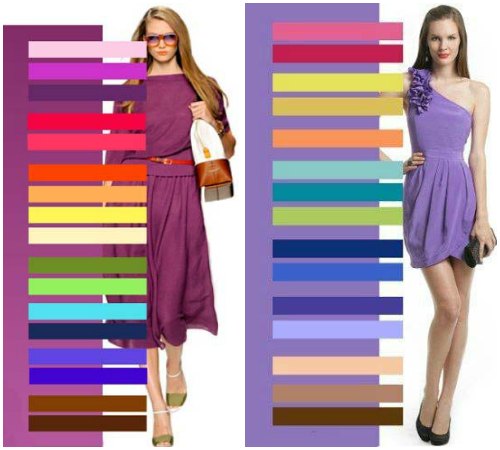С какими цветами сочетается фиолетовый цвет в одежде