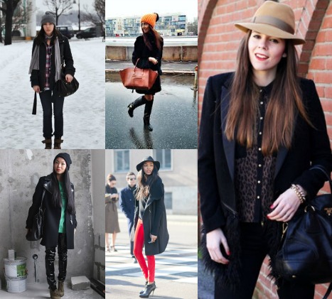 Какую шапку носить с черным пальто?