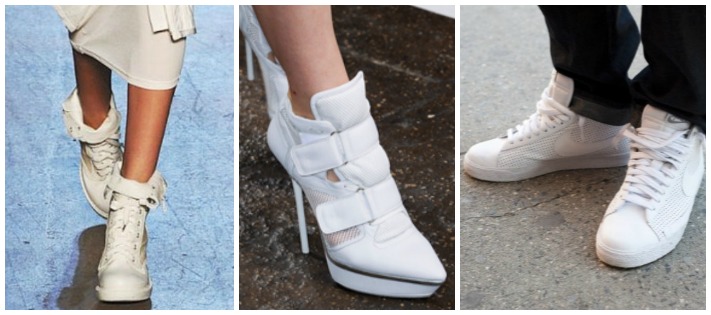 Белые высокие кроссовки женские с чем носить