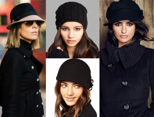 Какой головной убор выбрать к черному пальто?