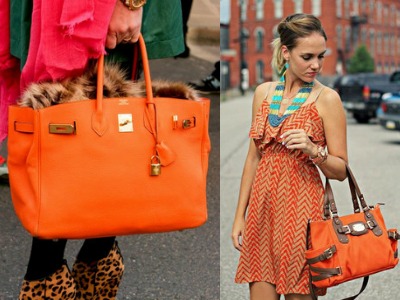 С чем носить оранжевую сумку?