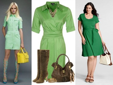 С какими цветами сочетается зеленое платье