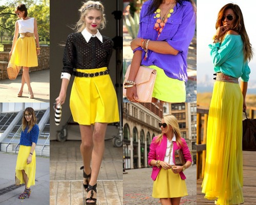 С какими цветами сочетать желтую юбку?