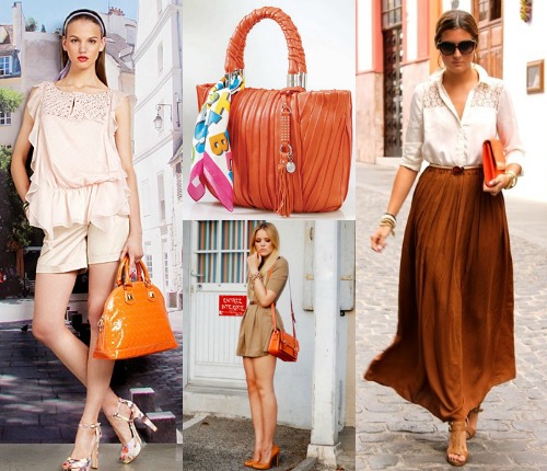 С какими цветами в одежде можно сочетать оранжевую сумку?