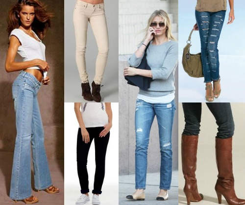 Типы джинсов и обувь к ним