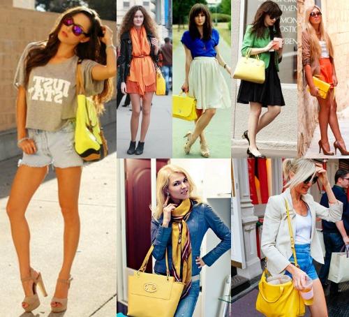 Желтые сумки каких фасонов в моде и с чем их носить?