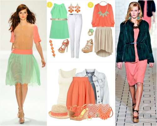 С каким цветом сочетается персиковый цвет в одежде у женщин