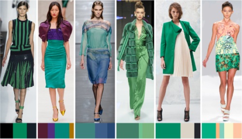 Сочетание зеленого цвета с различной одеждой