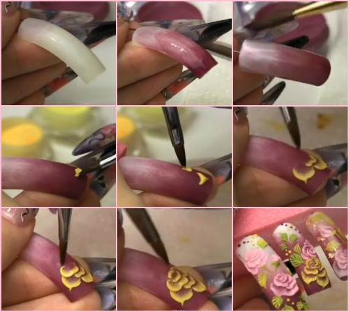 Как вылепить на ногтях акриловую розу?